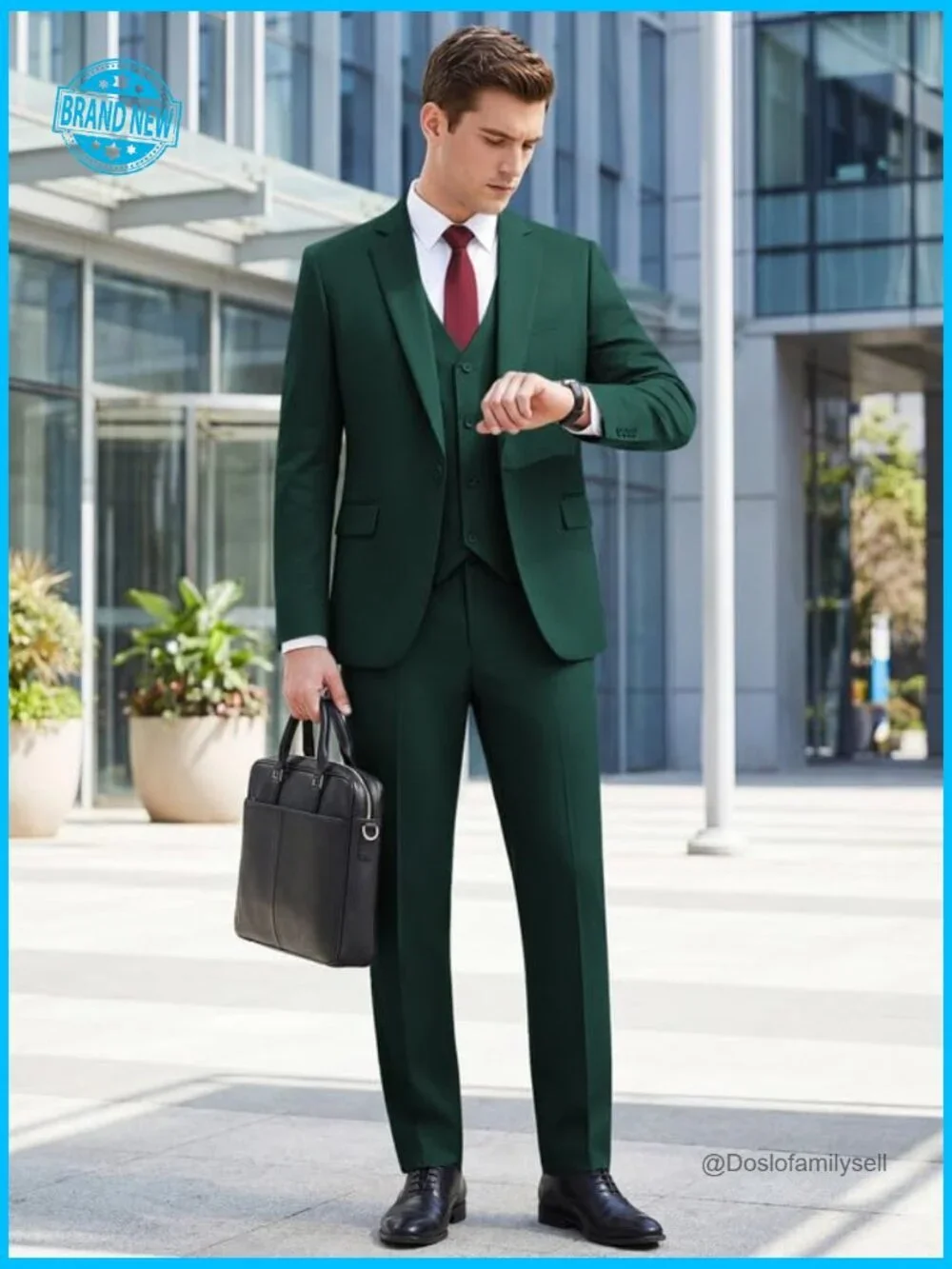 Slim Fit 3-Piece Suit Set Formal Business Wedding Elegant Blazer Vest Pants